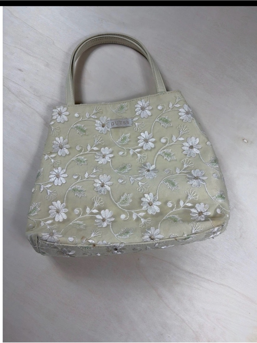 GUESS Cream Floral Embroidered Shoulder Bag